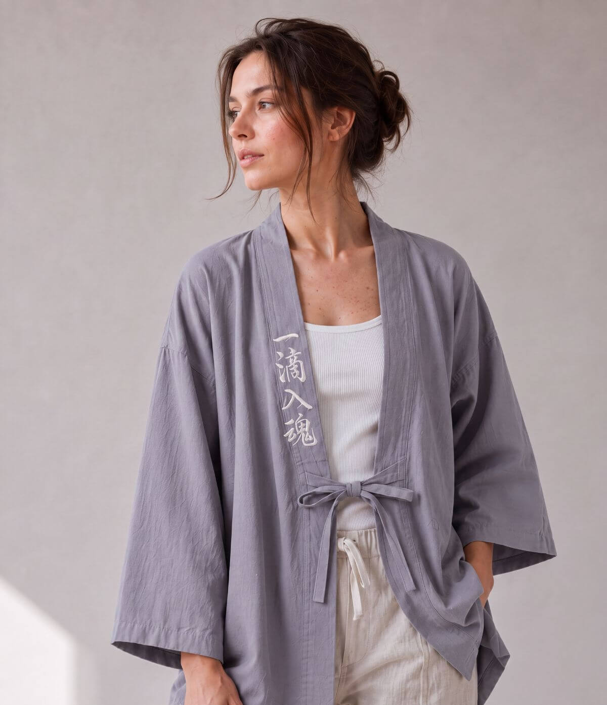 Embroidered Grey Haori