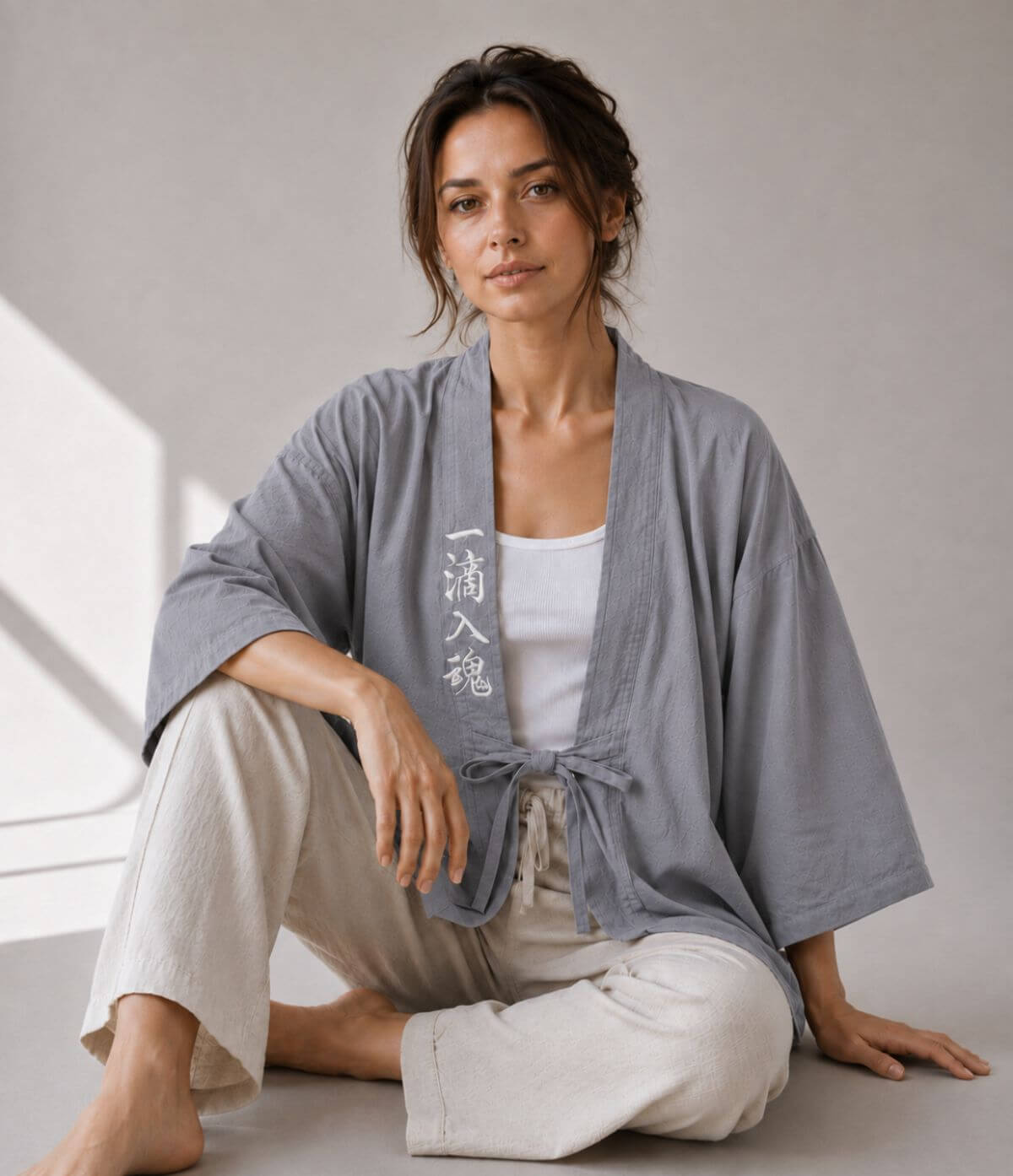 Embroidered Grey Haori