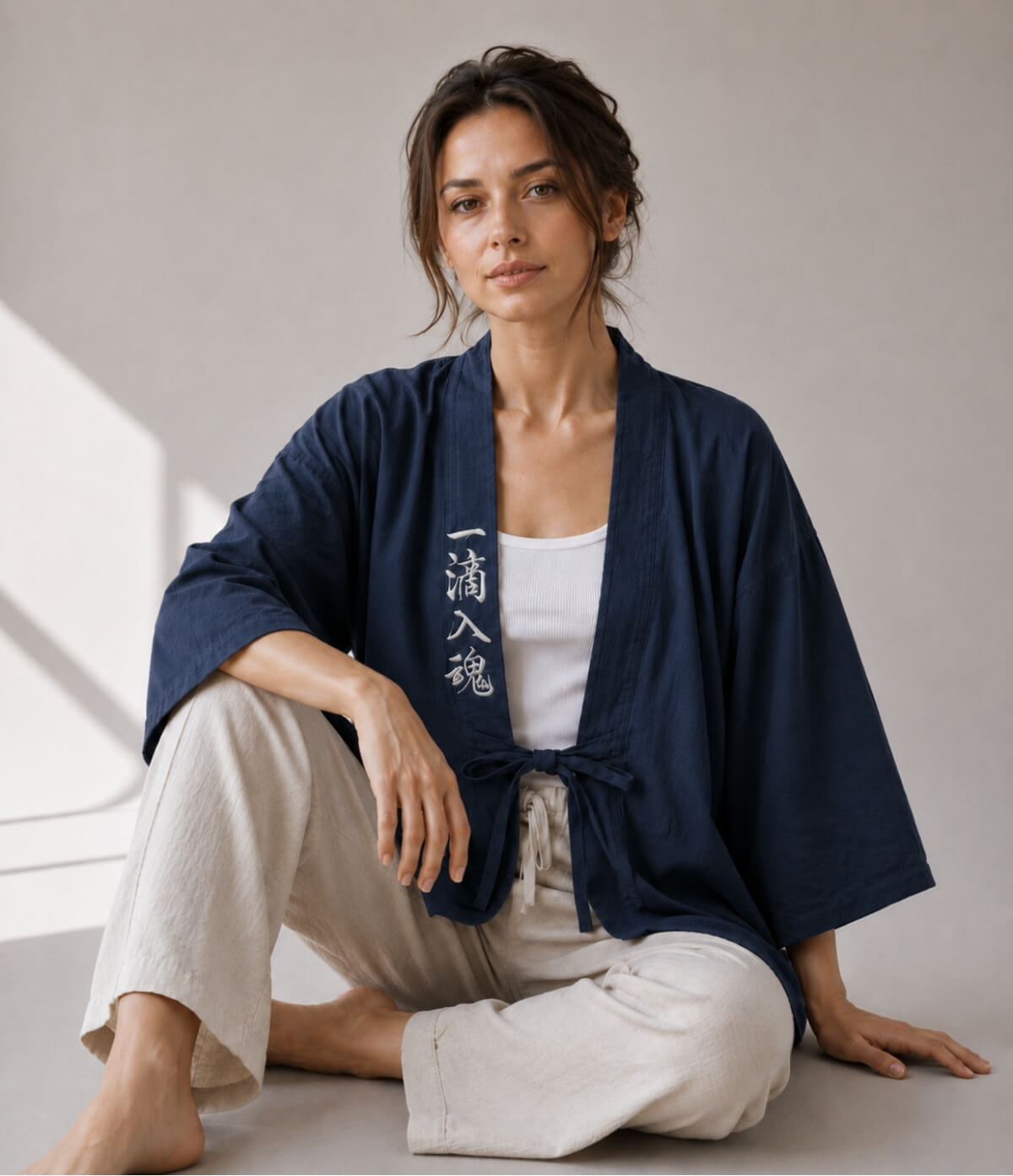 Embroidered Blue Haori