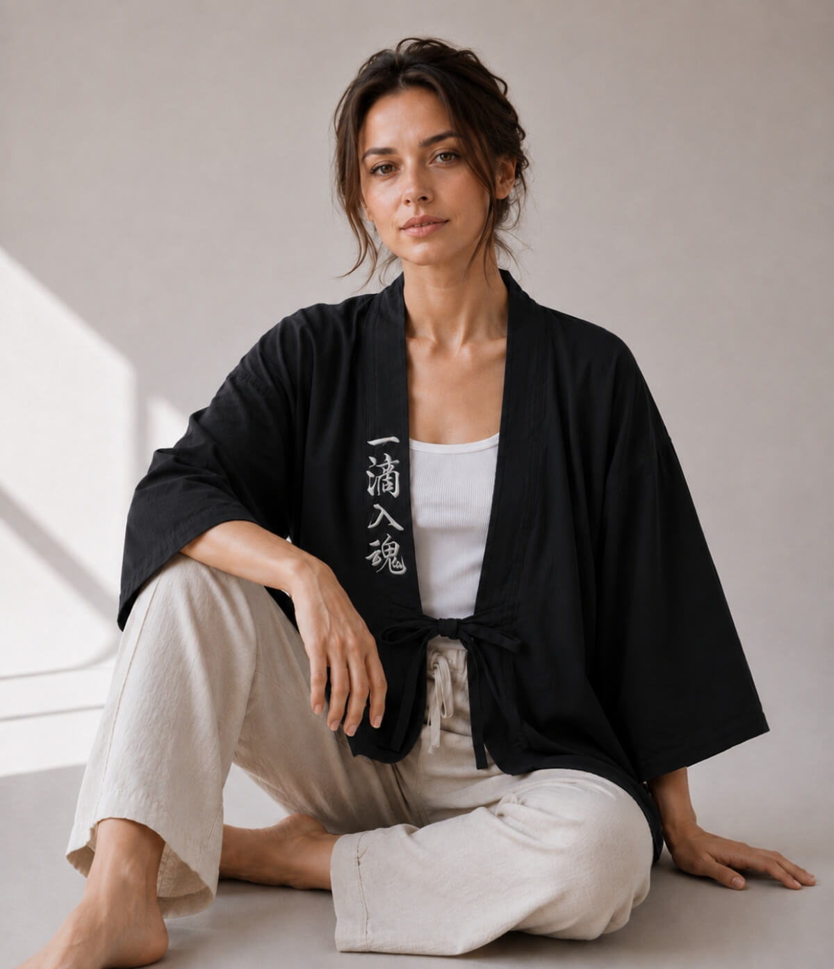Embroidered Black Haori