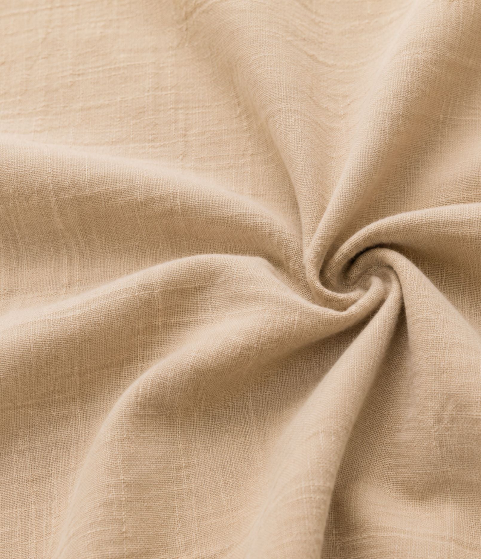 Close-up of textured sand beige cotton-linen haori jacket fabric