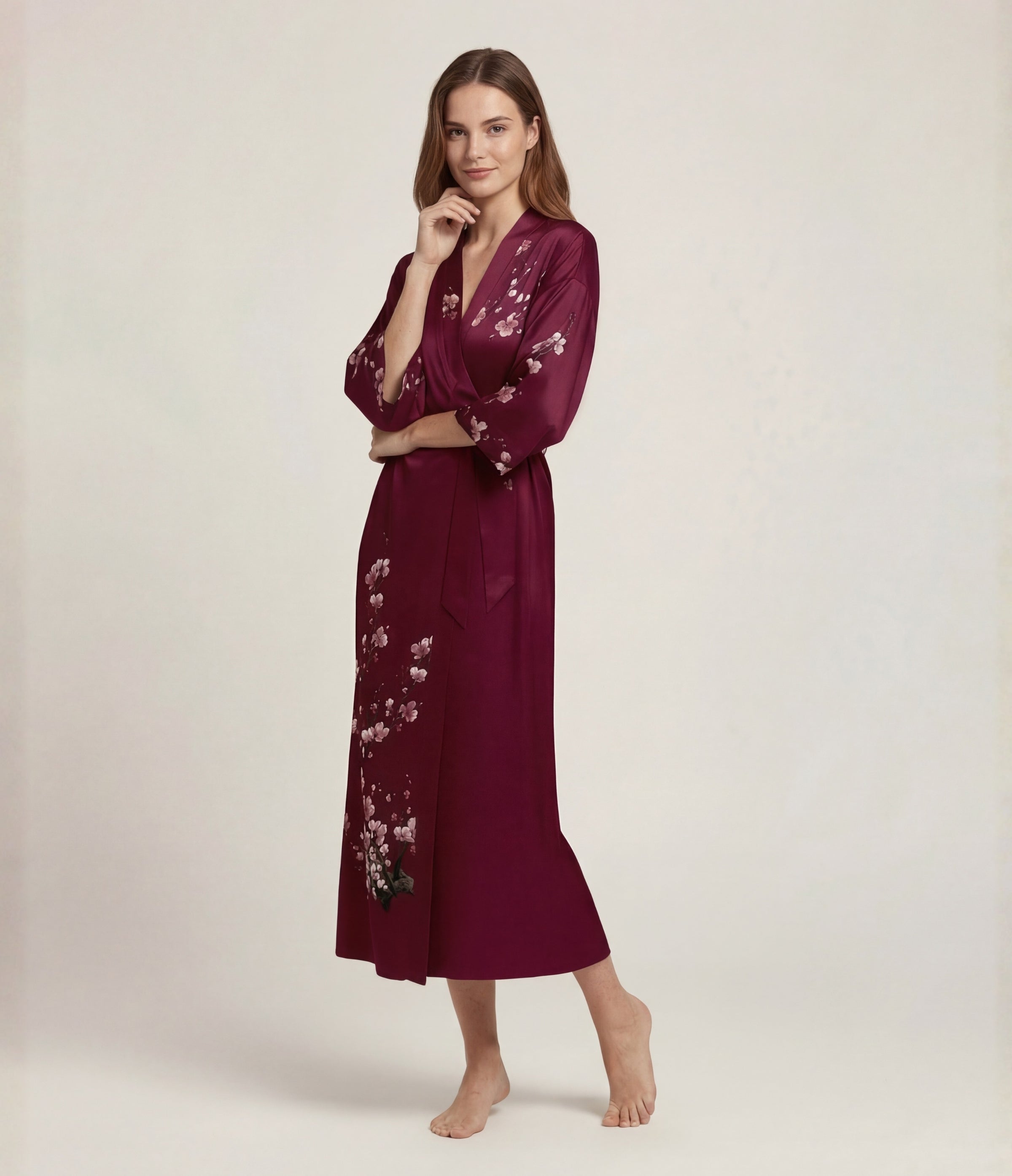 burgundy tweed dress Sakura Kimono Robe – Kimonoji