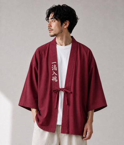 Embroidered Red Haori