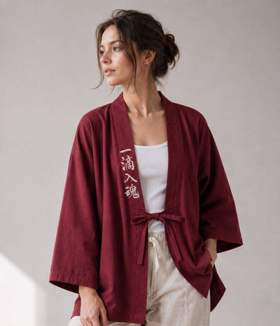 Embroidered Red Haori