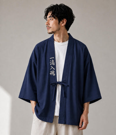 Embroidered Blue Haori