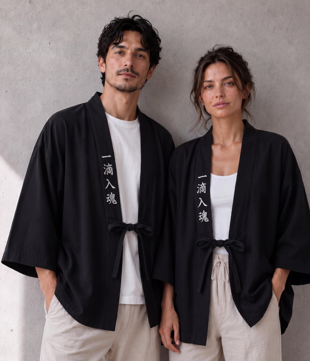 Embroidered Black Haori