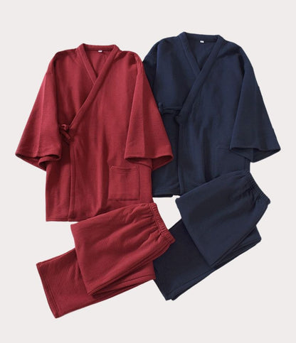 Two samue pajamas sets for men, traditional Japanese nightwear options