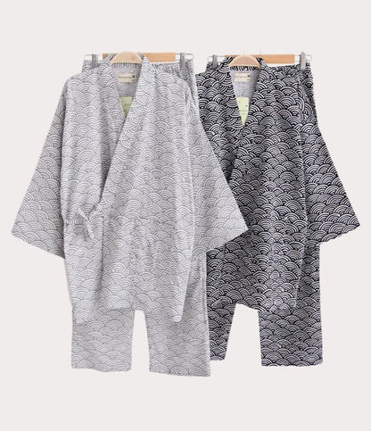 Two samue sets on hangers, a Japanese pajamas men choice