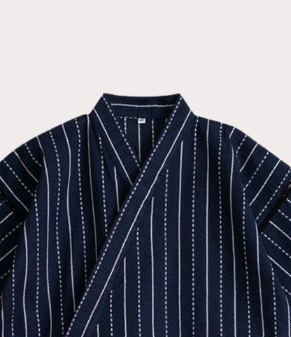 Collar and sleeve detail of men's jinbei, ideal for summer clothing Japan