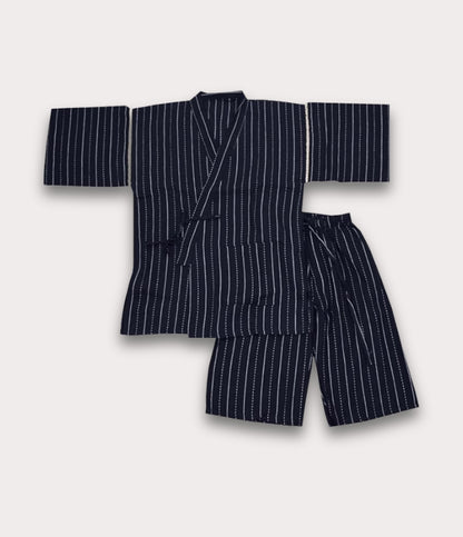 Laid-flat navy jinbei clothing for kimono and shorts style